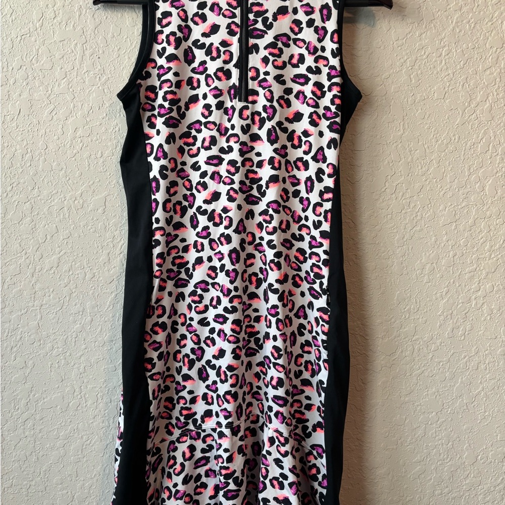 Leopard Print Mini Dress with Black Panels